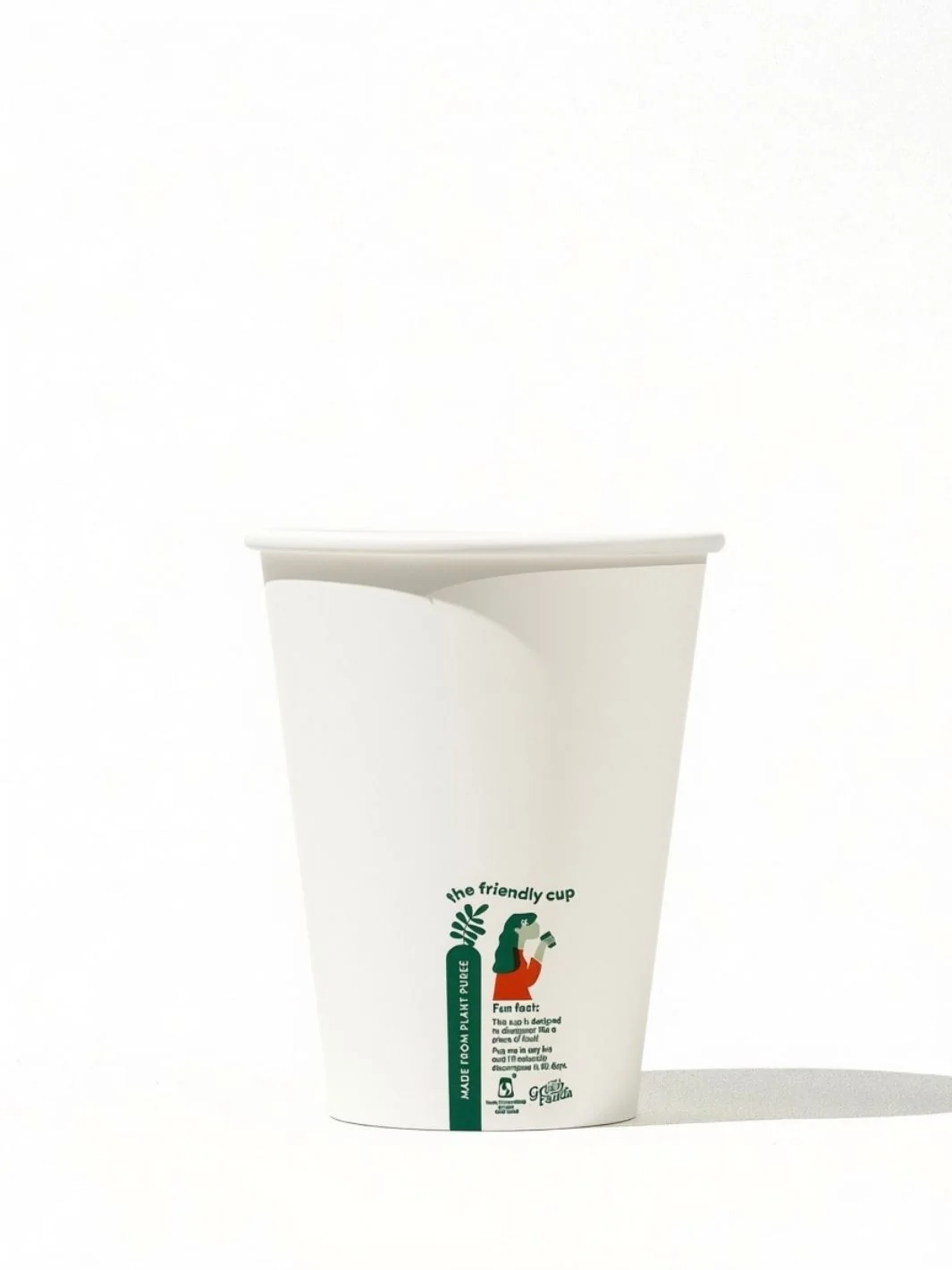 LITTLE GREEN PANDA Home Compostable Paper Cup (1000-Pack) (White) - 12oz/355ml - Image 9
