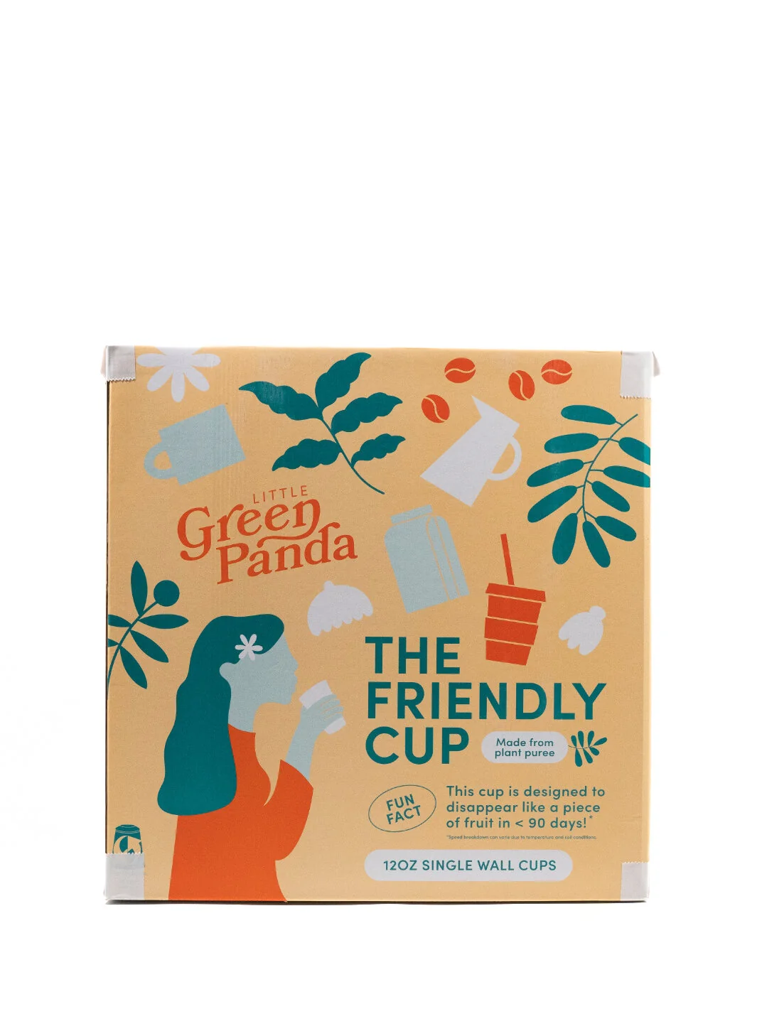 LITTLE GREEN PANDA Home Compostable Paper Cup (1000-Pack) (Brown) - 8oz/236ml - Image 8