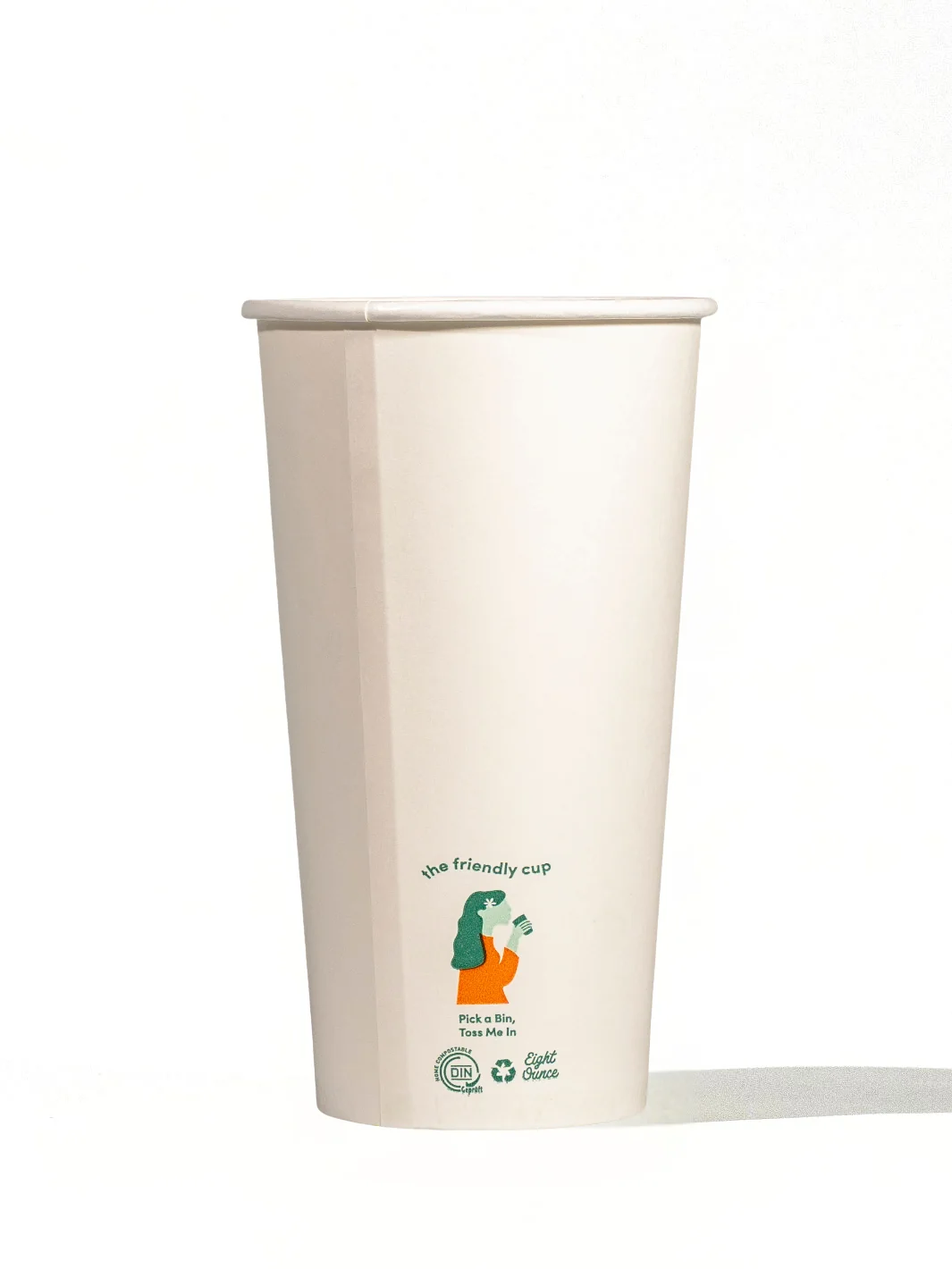 LITTLE GREEN PANDA Home Compostable Cold Cup (1000-Pack) (White) - 16oz/473ml - Image 3